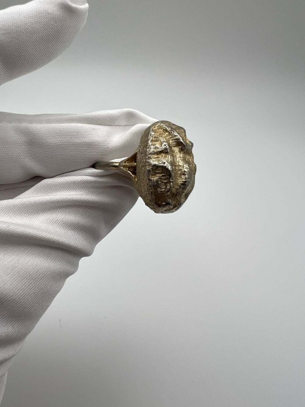 Vintage Brutalist Textured Gold Tone Statement Ring Size 5.5/ adjustable